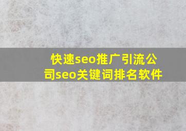 (快速seo推广引流公司)seo关键词排名软件