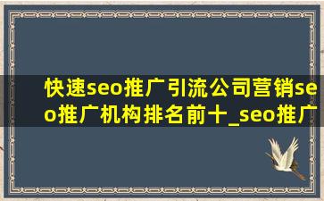 (快速seo推广引流公司)营销seo推广机构排名前十_seo推广公司地址排名前十