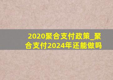 2020聚合支付政策_聚合支付2024年还能做吗