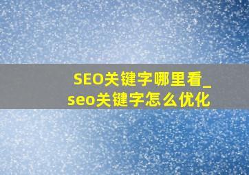 SEO关键字哪里看_seo关键字怎么优化