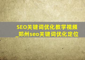 SEO关键词优化教学视频_郑州seo关键词优化定位
