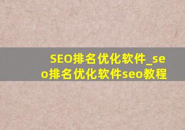 SEO排名优化软件_seo排名优化软件seo教程