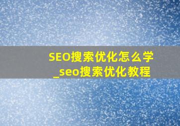 SEO搜索优化怎么学_seo搜索优化教程