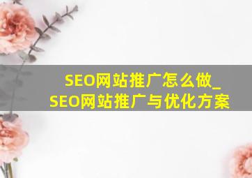 SEO网站推广怎么做_SEO网站推广与优化方案