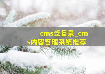 cms泛目录_cms内容管理系统推荐