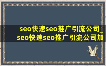 seo(快速seo推广引流公司)_seo(快速seo推广引流公司)加盟