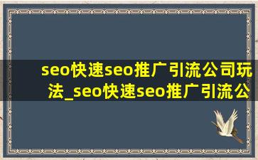 seo(快速seo推广引流公司)玩法_seo(快速seo推广引流公司)的外链工具