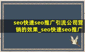 seo(快速seo推广引流公司)营销的效果_seo(快速seo推广引流公司)营销的方式方法
