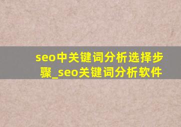 seo中关键词分析选择步骤_seo关键词分析软件