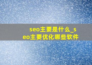 seo主要是什么_seo主要优化哪些软件
