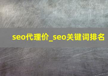 seo代理价_seo关键词排名