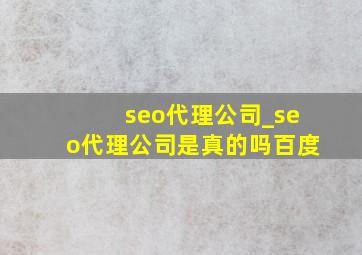 seo代理公司_seo代理公司是真的吗百度