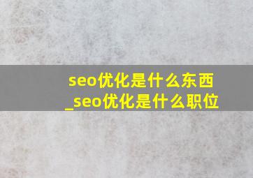 seo优化是什么东西_seo优化是什么职位