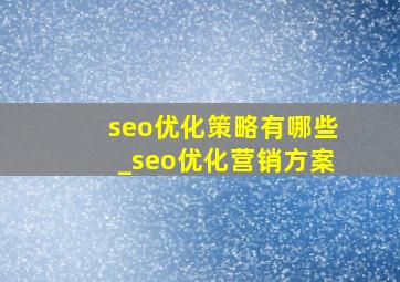 seo优化策略有哪些_seo优化营销方案