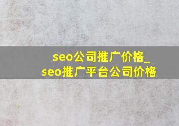 seo公司推广价格_seo推广平台公司价格