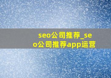 seo公司推荐_seo公司推荐app运营