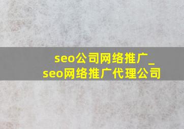 seo公司网络推广_seo网络推广代理公司