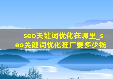 seo关键词优化在哪里_seo关键词优化推广要多少钱