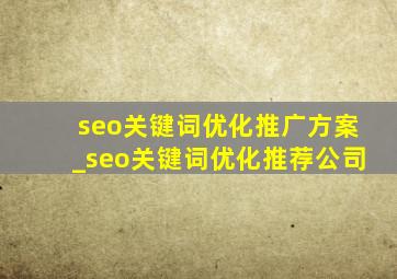 seo关键词优化推广方案_seo关键词优化推荐公司