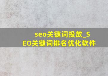 seo关键词投放_SEO关键词排名优化软件