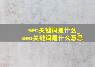 seo关键词是什么_seo关键词是什么意思