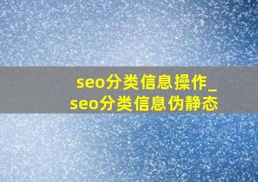 seo分类信息操作_seo分类信息伪静态