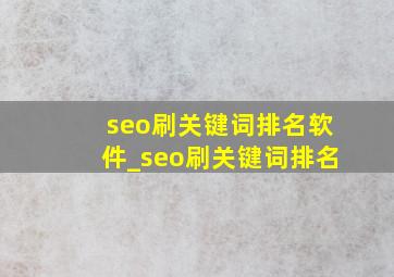 seo刷关键词排名软件_seo刷关键词排名