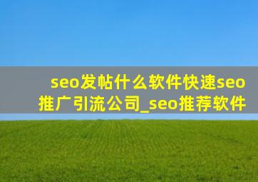 seo发帖什么软件(快速seo推广引流公司)_seo推荐软件
