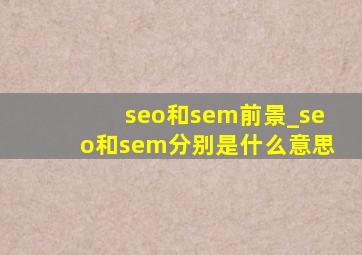 seo和sem前景_seo和sem分别是什么意思