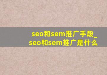 seo和sem推广手段_seo和sem推广是什么
