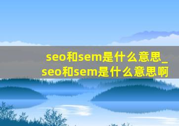 seo和sem是什么意思_seo和sem是什么意思啊