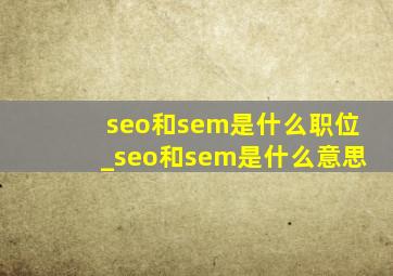 seo和sem是什么职位_seo和sem是什么意思
