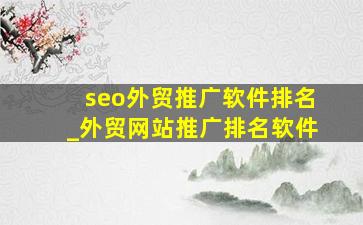 seo外贸推广软件排名_外贸网站推广排名软件