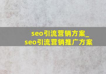 seo引流营销方案_seo引流营销推广方案