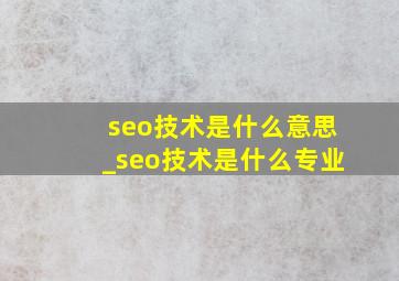 seo技术是什么意思_seo技术是什么专业