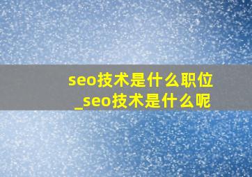 seo技术是什么职位_seo技术是什么呢