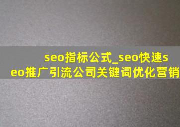 seo指标公式_seo(快速seo推广引流公司)关键词优化营销