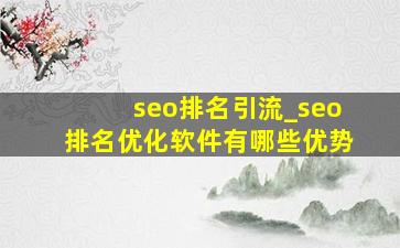 seo排名引流_seo排名优化软件有哪些优势