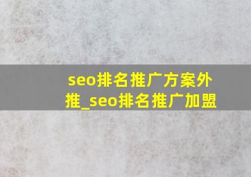seo排名推广方案外推_seo排名推广加盟