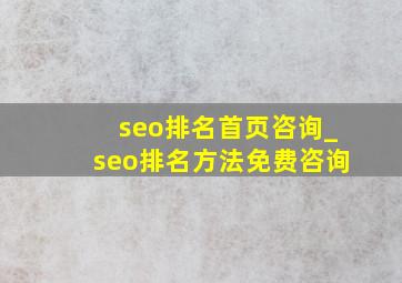 seo排名首页咨询_seo排名方法免费咨询