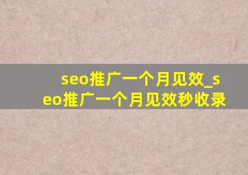 seo推广一个月见效_seo推广一个月见效秒收录