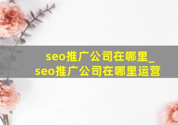 seo推广公司在哪里_seo推广公司在哪里运营