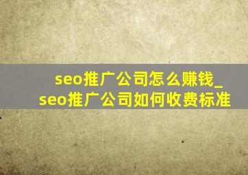 seo推广公司怎么赚钱_seo推广公司如何收费标准