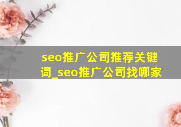seo推广公司推荐关键词_seo推广公司找哪家