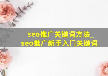 seo推广关键词方法_seo推广新手入门关键词
