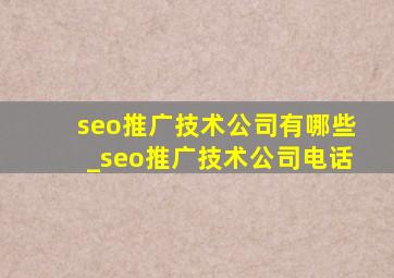 seo推广技术公司有哪些_seo推广技术公司电话