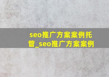 seo推广方案案例托管_seo推广方案案例
