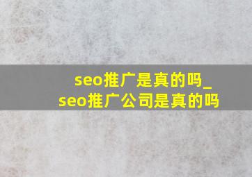 seo推广是真的吗_seo推广公司是真的吗