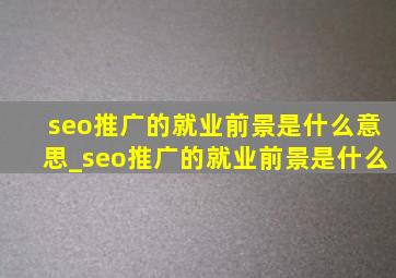 seo推广的就业前景是什么意思_seo推广的就业前景是什么