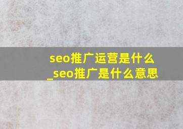 seo推广运营是什么_seo推广是什么意思